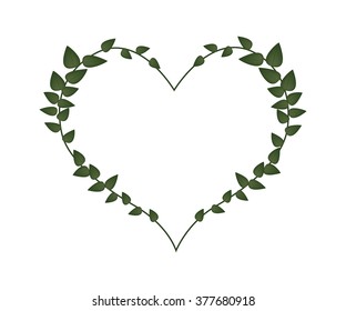 Love Concept, Illustration of Lovely Heart Shape Frame Made of Green Vine Leaves Isolated on White Background. - Powered by Shutterstock - Get 15% off with code: PIKWIZARD15