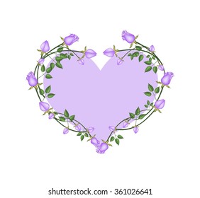 Love Concept, Illustration of Purple Roses Forming in Heart Shape with Purple Background.
