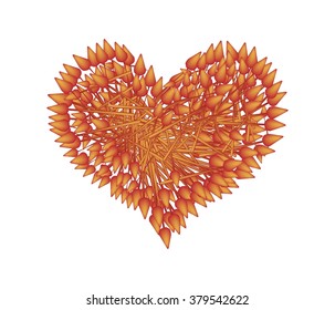 Love Concept, Illustration of Red Ixora Flowers Forming in Heart Shape Isolated on White Background.