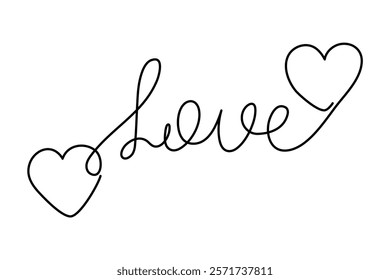 Love concept one line art,hand-drawn enamored heart continuous contour.Feelings expression concept,festive design romantic element Valentine's Day simple minimalist design.Editable stroke.Isolated.