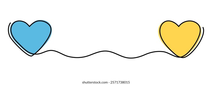 Love concept one line art,hand-drawn enamored heart continuous contour.Feelings expression concept,festive design romantic element Valentine's Day simple minimalist design.Editable stroke.Isolated.