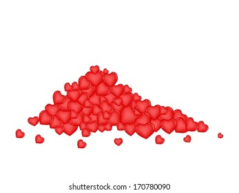 Love Concept, Red Color of Chocolate Candies Forming in Heart Shape Isolated on White Background 