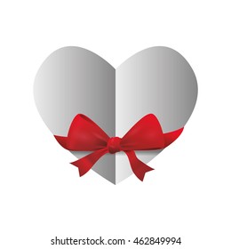Love concept represented by bowtie and heart shape icon. Isolated and flat illustration
