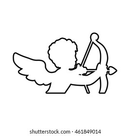 Love concept represented by Cupid silhouette icon. Isolated and flat illustration