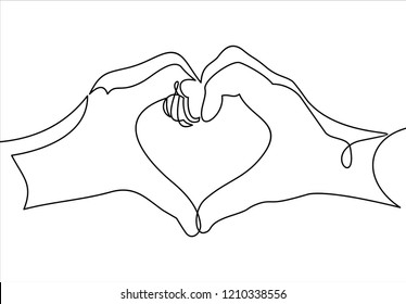 Love concept represented by human hand and heart shape icon-continuous line drawing