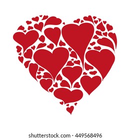 Love concept represented by red heart shape icon. Isolated and flat illustration 