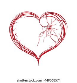 Love concept represented by red heart shape icon. Isolated and flat illustration 