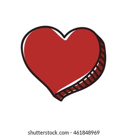 Love concept represented by sketch heart icon. Isolated and flat illustration