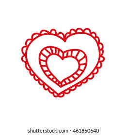 Love concept represented by sketch heart icon. Isolated and flat illustration