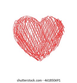 Love concept represented by sketch heart icon. Isolated and flat illustration