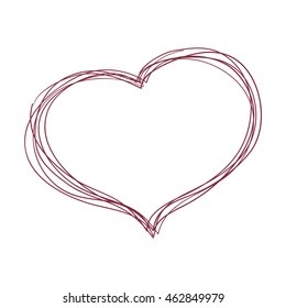 Love concept represented by sketch, heart shape icon. Isolated and flat illustration