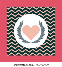 Love concept represented by wings and heart shape icon. Colorfull and flat illustration. 