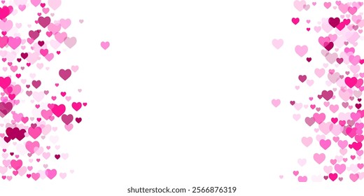 Love concept scattered hearts romantic vector background. Valentine's Day backdrop. Dreamy pink hearts celebration cluster. Lively ornament.