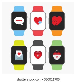 Love concept smart watch icon set
