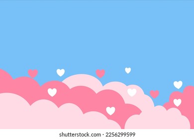 Love concept,lovely park on abstract background with cloud pink color,heart and mobile phone ,design for discounts,love events ,online banner,general sale offers withValentine's day and love festivel.