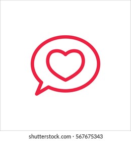 love confession like heart in speech bubble sign line icon