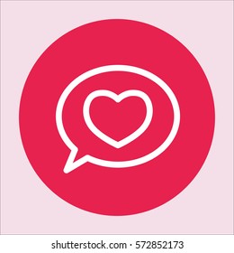 love confession like heart in speech bubble sign line icon