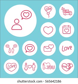 love confession line icons set