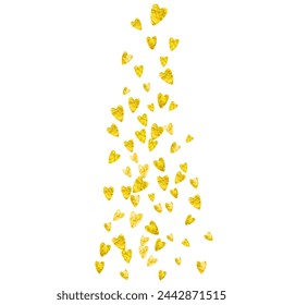 Love Confetti. Abstract Concept For Birthday. Vintage Frame. Yellow Retro Backdrop. Wedding Banner For Engagement. Golden Random Sparkle. Gold Love Confetti.