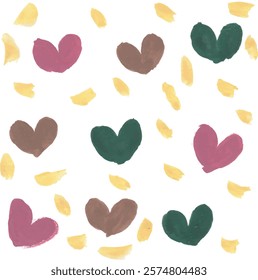 Love confetti abstract heart shape watercolor illustration