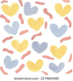 Love confetti abstract heart shape watercolor illustration