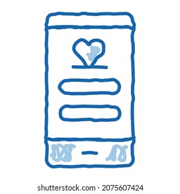 Amar el vector de icono de esbozo de la conexión. Dibujo manual de la línea azul del doodle, símbolo de la conexión de amor. ilustración de símbolo aislado