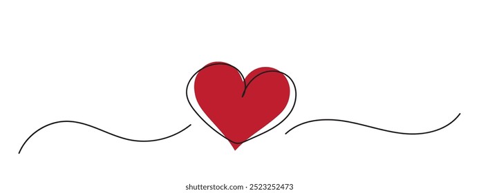 El amor continúa un dibujo de línea, Ilustración vectorial minimalista abstracta del concepto de amor hecho por una línea, Vector de arte de línea,