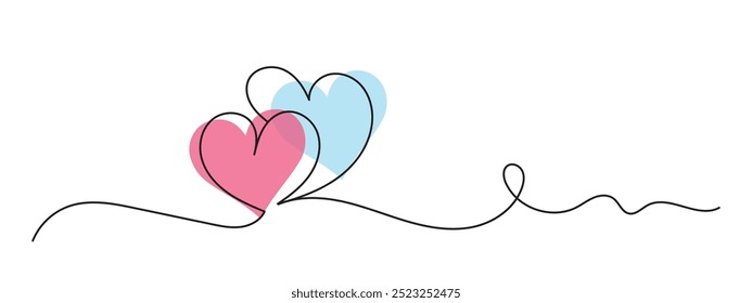 El amor continúa un dibujo de línea, Ilustración vectorial minimalista abstracta del concepto de amor hecho por una línea, Vector de arte de línea,