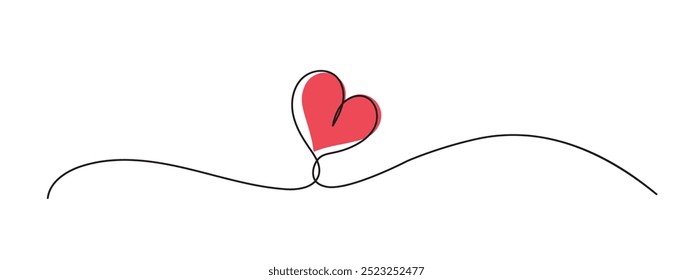 El amor continúa un dibujo de línea, Ilustración vectorial minimalista abstracta del concepto de amor hecho por una línea, Vector de arte de línea,