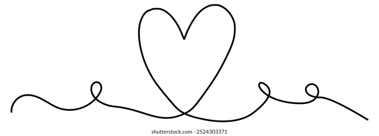Ilustración vectorial de arte de línea continua del amor en el fondo blanco. Arte de la línea del corazón .