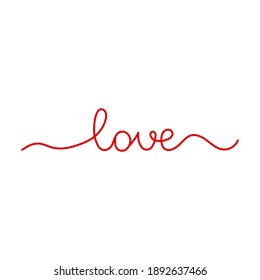 Love. Continuous line drawing. Hand drawn calligraphy lettering. Vector. Line art.