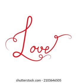 Love. Continuous line drawing. Hand drawn calligraphy lettering. Vector. Line art.