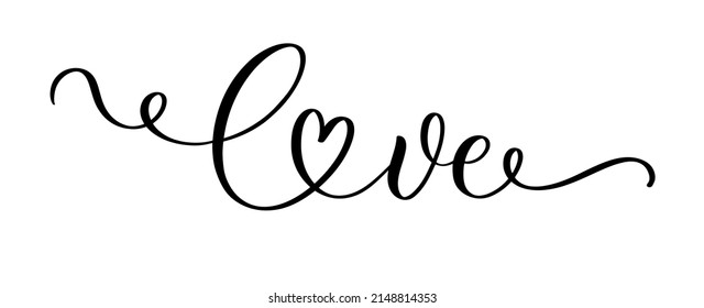 Love. Continuous line script cursive calligraphy text inscription for poster, card, banner valentine day, wedding, t shirt