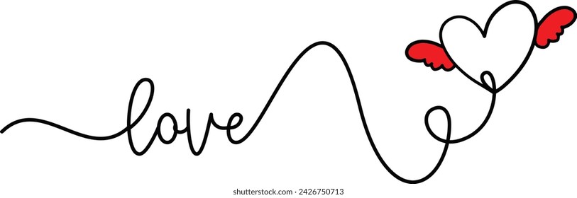 LOVE. Continuous line script cursive text love. Typography Design Inspiration. Love lettering style qotes