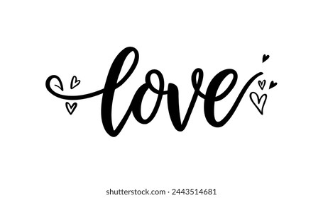 LOVE. Continuous line script cursive text love. Lettering vector illustration