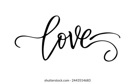 LOVE. Continuous line script cursive text love. Lettering vector illustration