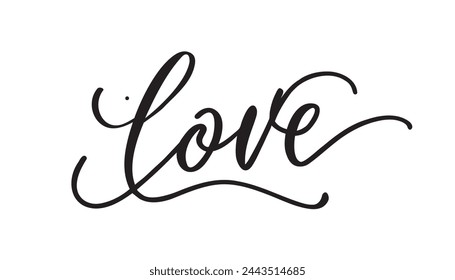 LOVE. Continuous line script cursive text love. Lettering vector illustration