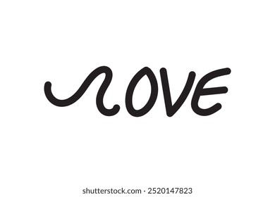 LOVE. Continuous line script cursive text love. Lettering vector illustration for poster, card, banner valentine day, wedding. Hand drawn word - love with doodle heart. Print for tee, t-shirt.