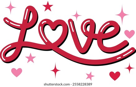 Love Continuous line script cursive text Hand drawn