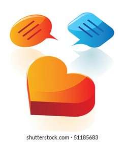 Love conversation icons. Vector illustration.