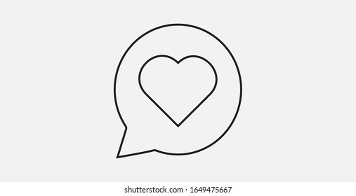 Love conversation vector icon. Speech bubble with heart icon. Outline vector icon