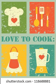 love to cook card design. vector illustration