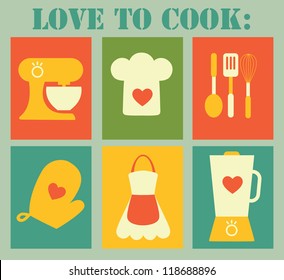 love to cook card design. vector illustration