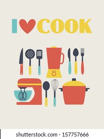 I love cook card design. vector illustration