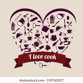 i love cook over pink background vector illustration