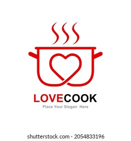 Love cook vector logo design. Suitable for cooking label and food logotype