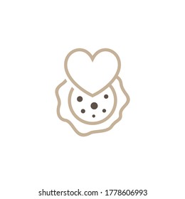 Plantilla vectorial de diseño del logotipo de las cookies de amor, símbolo de icono, conceptos de diseño creativos
