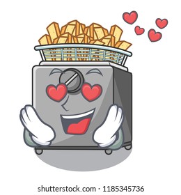 In love cooking french fries in deep fryer cartoon