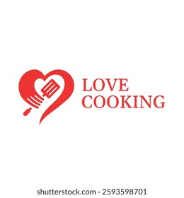 love cooking kitchen flat minimalist logo design