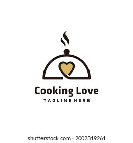 Love Cooking Logo Design. Silverware Cooking.  Vector Color Emblem.